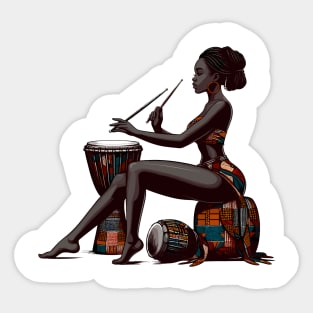 Afrocentric Woman Drum Sticker